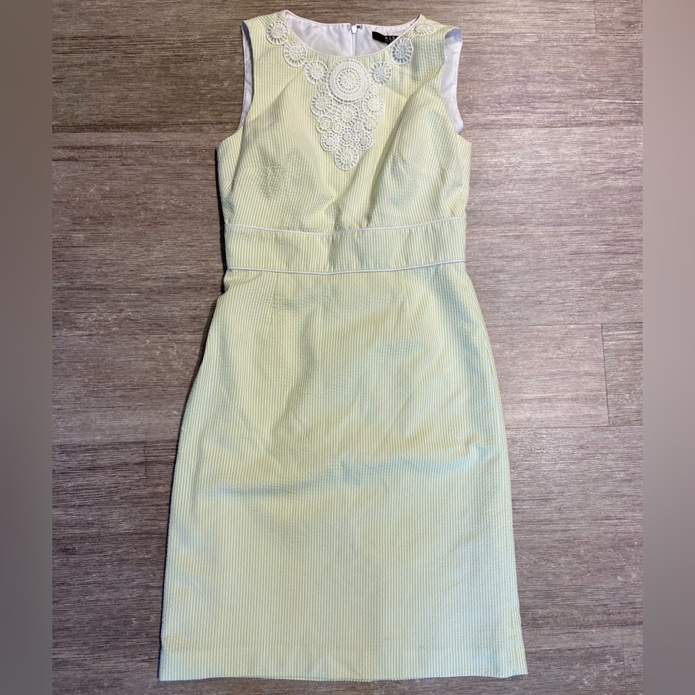 Alex Marie Yellow Seersucker Sheath Dress (4)